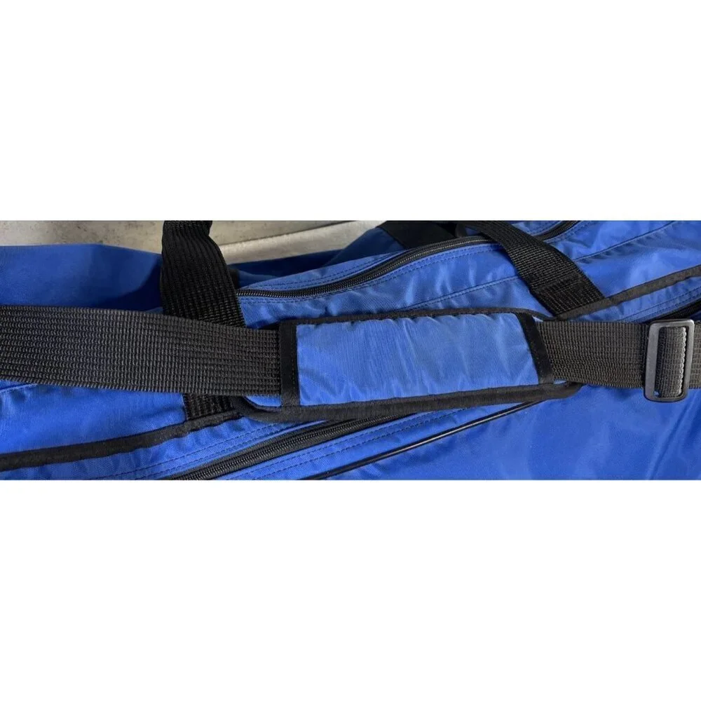 Vintage XL 90s Blue Nike Travel Duffle Gym Bag Embroidered Swoosh Logo Nylon